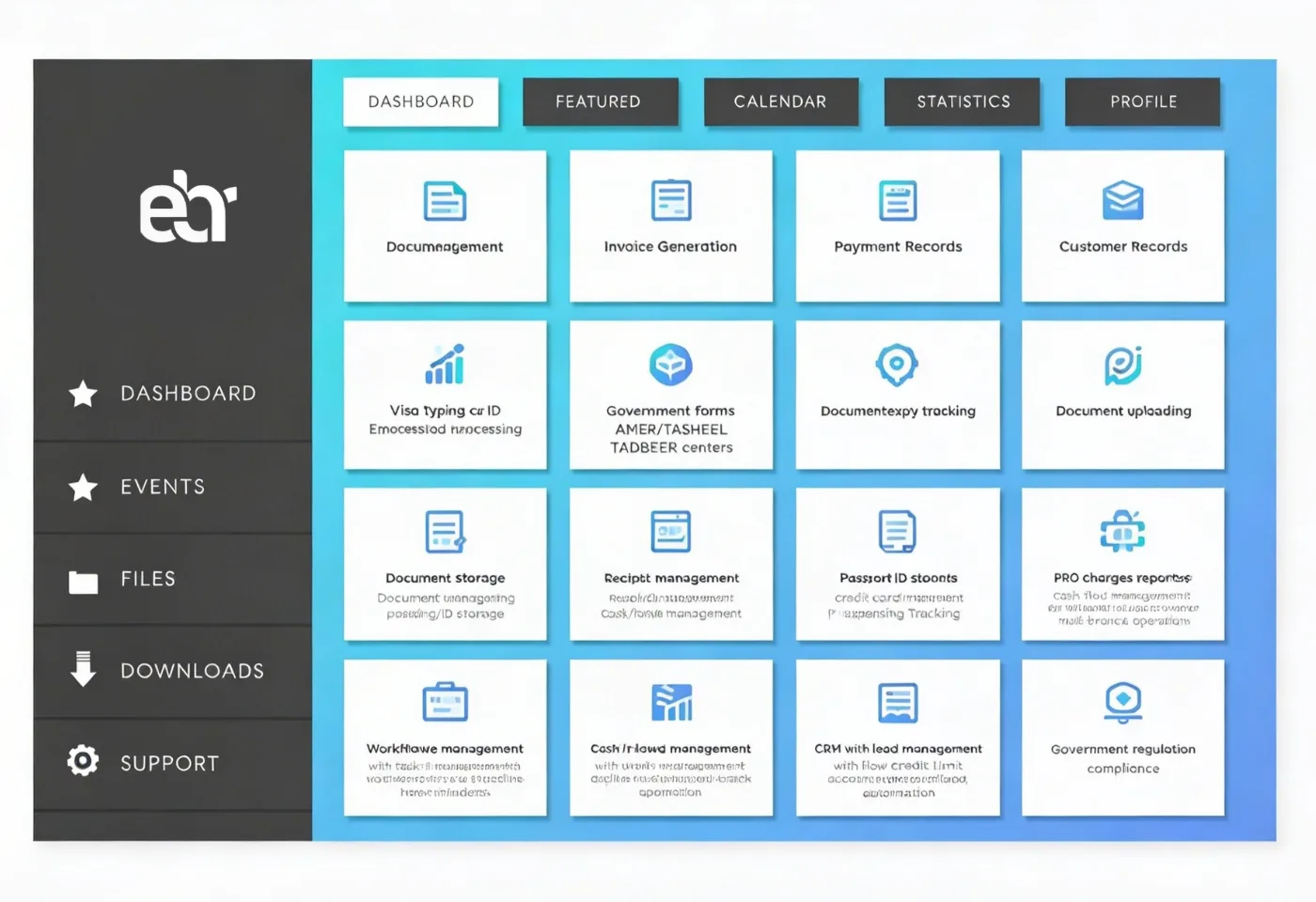 typing center management software in uae